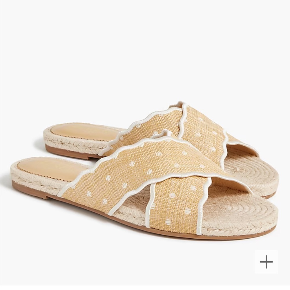 NWT - JCREW Factory Scalloped polka-dot slide sandals